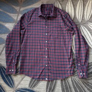 UNTUCKit‎ Men’s Size Large Tall Red Blue Plaid Button Up Long Sleeve Shirt